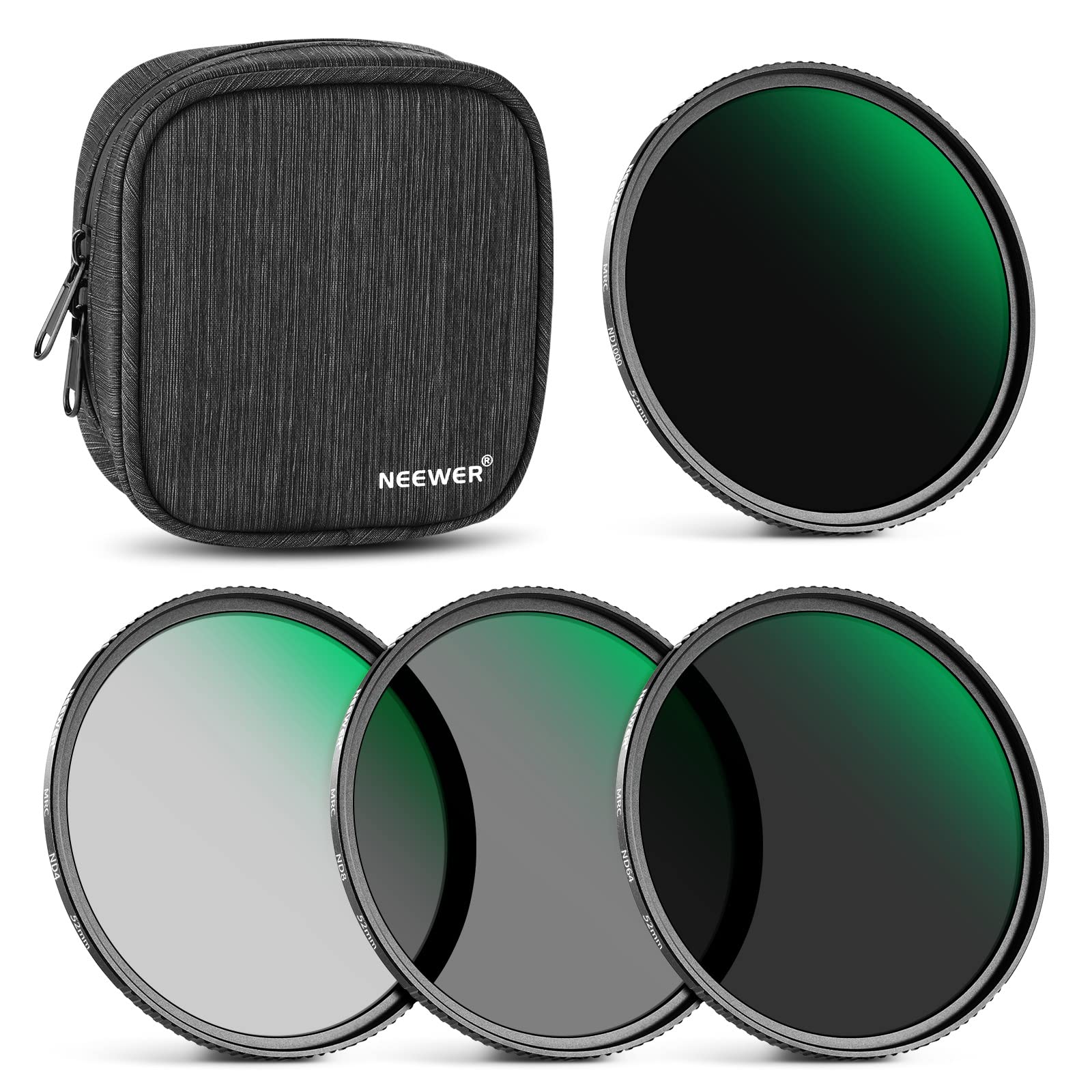 

NEEWER 52mm ND Filter Neutral Density Filters with HD Optical and Includes a Waterproof Filter Pouch Set ND1000+ND64+ND8+ND4 30-Layer Multi-Coating,