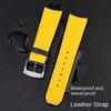 22mm 23mm Cowhide Watch Strap For CITIZEN Blue Angel Radio Wave Watch Band AT8020-54L/8020-03L/JY8078 Curved End Yellow Bracelet