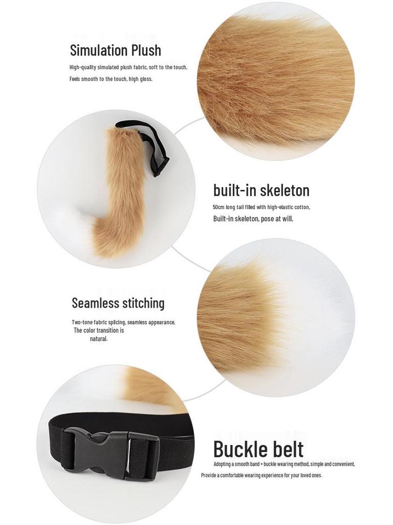 Handgefertigtes Katzenohren-Stirnband mit Fuchsschwanz