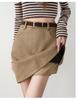 Damen 2025 Herbst Retro Wildleder High-Waist A-Linie Bodycon Minirock