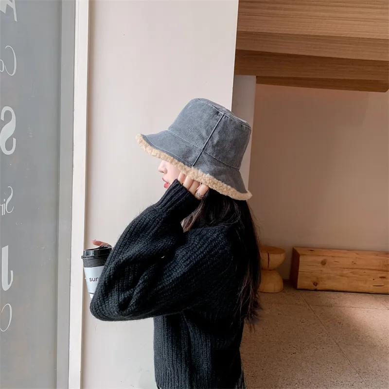 WTEMPO Retro Elegant Warm Thickened Soft Solid Color Windproof Cold-proof Hats Women's Autumn Winter Casual Versatile Plush Denim Hats