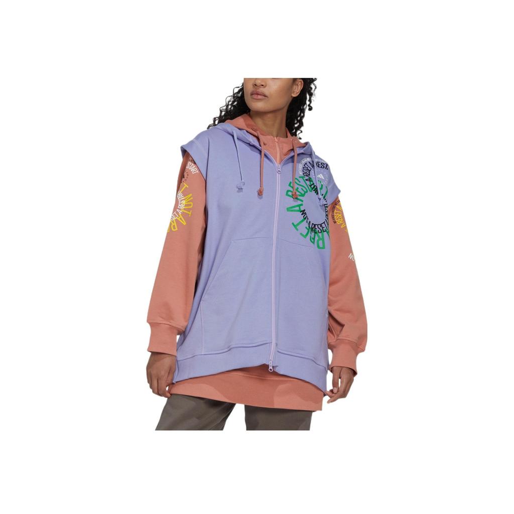 Adidas Logo Print Zip-Up Hoodie Unisex Hoodie Purple IB5904