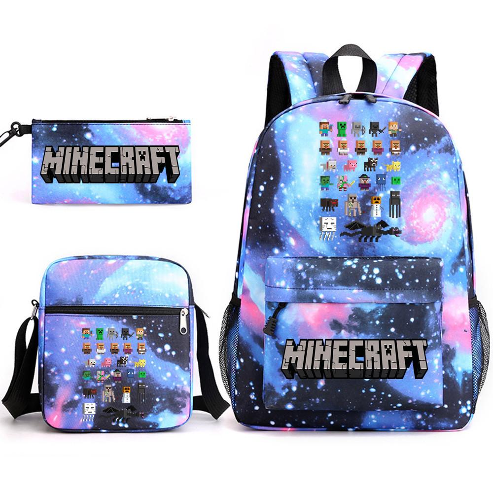 Minecraft Schooltas Game Merchandise Student Grote Capaciteit Print Drie Delige Schooltas Mannen En Vrouwen