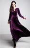 Platinum Liberty long perfect for parties and dance Velvet dress size V-neck, high-waisted, empire-waisted, maxi-length dress, halls. (purple, L).