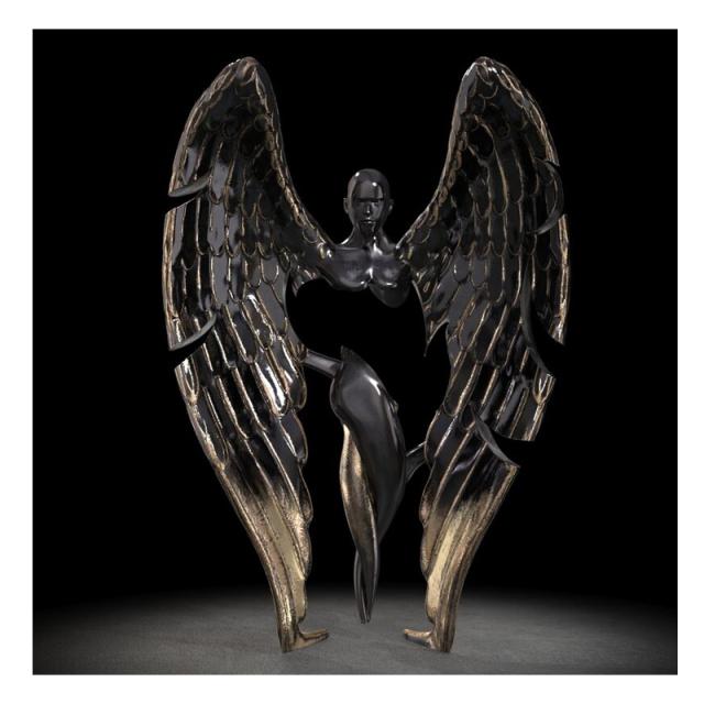 Metal Couples Romantic Statue Canvas Painting Posters Print Abstract Figure Wings Wall Art Picture Hotel Cuadros Room Home Decor