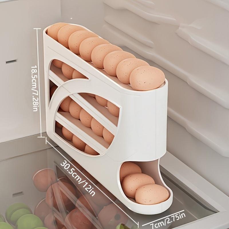 One automatic egg filling rack for the refrigerator. It slides down automatically. Saves effort and space. Large capacity