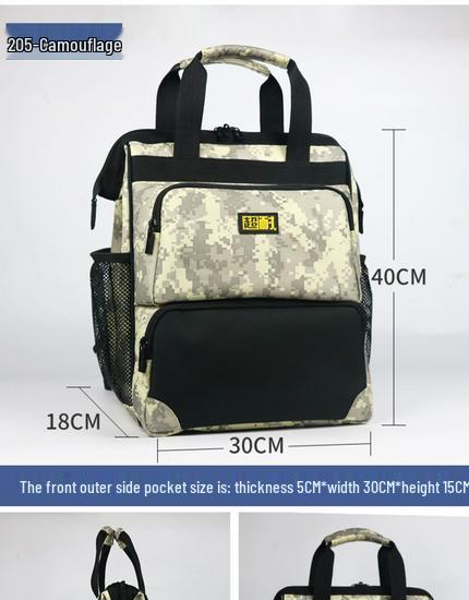 Multifunctional Double Shoulder Tool Backpack, Wear-Resistant Canvas, Large Capacity, Portable Electrician's Repair Bag