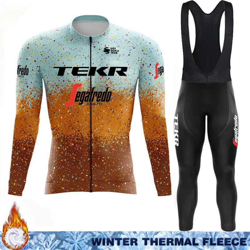 Termal Fleece Cycling Jersey Men's Winter Suit TEKR Thermal Man Outfit 2026 Mens Long Sleeve Clothing Jumper Set Ciclismo Hombre