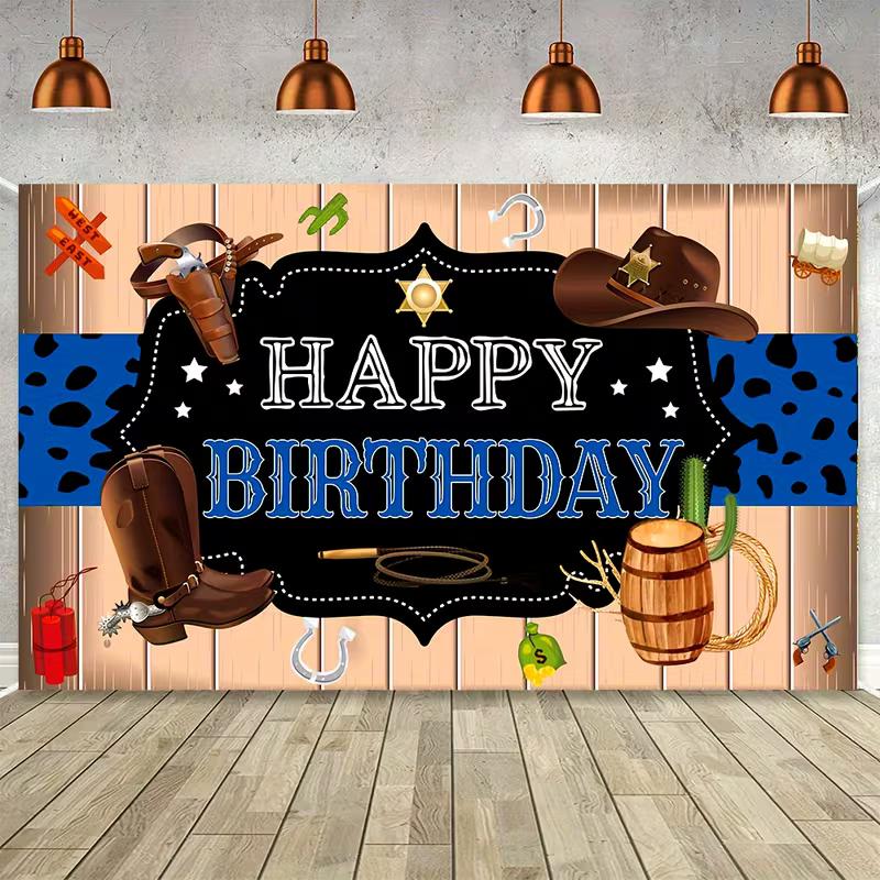 2D Westlicher Cowboy Happy Birthday Kulisse Fotografie Hintergrund