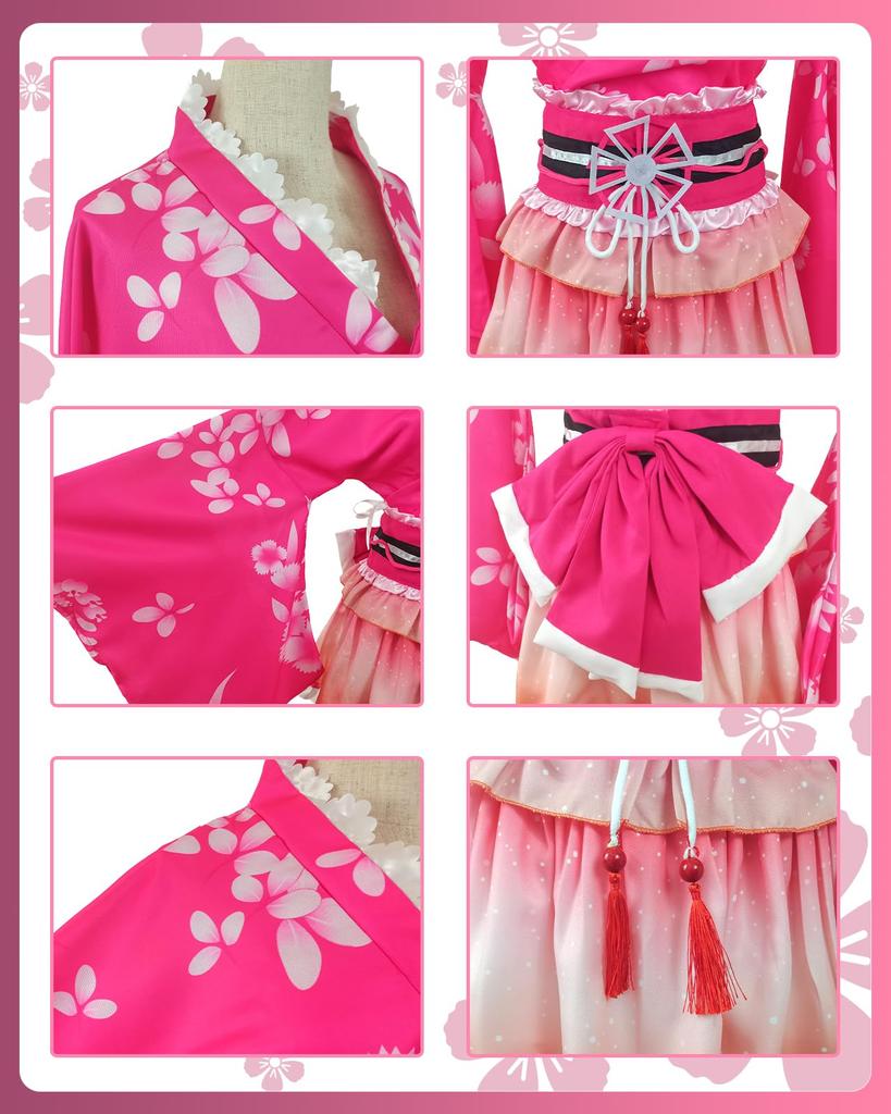 JIURUN Cosplay Kostüm Japanischer Stil Mini Lolita Lang Gothic Mori Übergröße Cosplay Halloween Kostüm Set Set, Yukata, Rock, Kimono, Kleid, Ärmel,