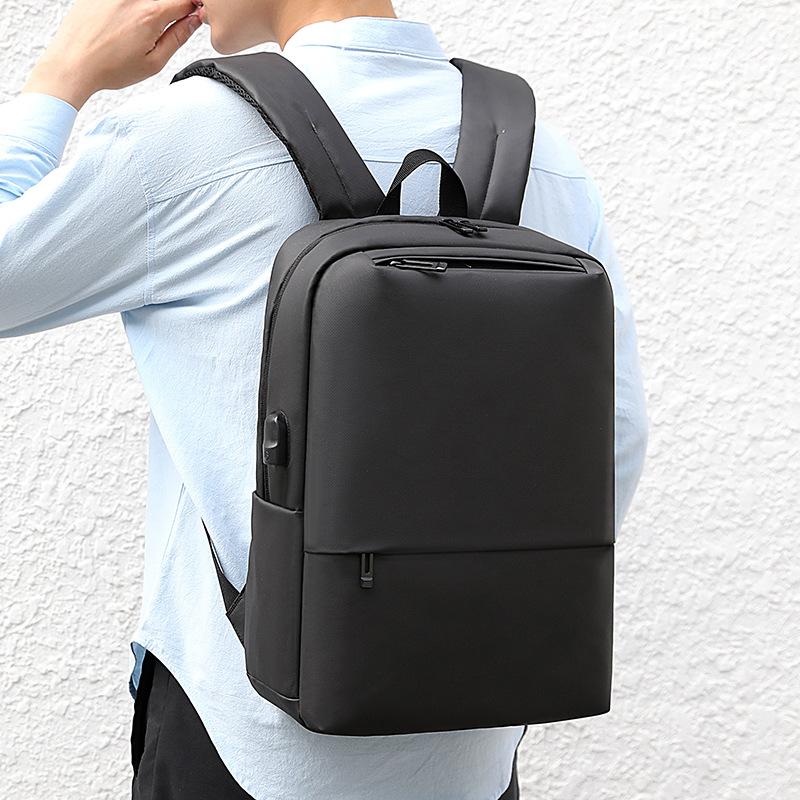 

Simple commuter men s backpack casual business texture laptop backpack men s чорний