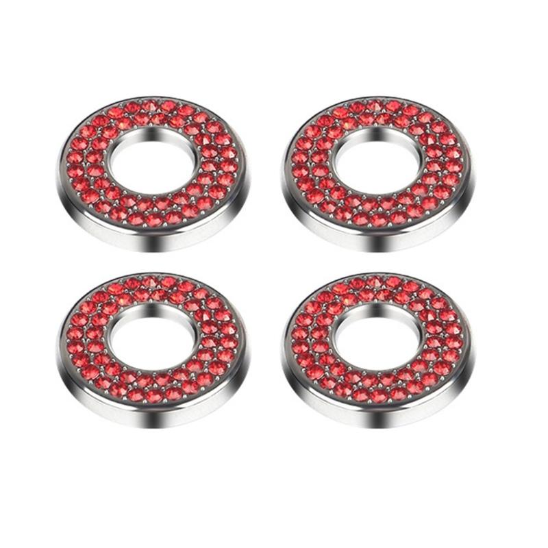 Luxury Stylish Elegant Pack Of 4 Bling Vehicle Door Lock Cover Stickers Rhinestones Decoration Suitable for Car Interior