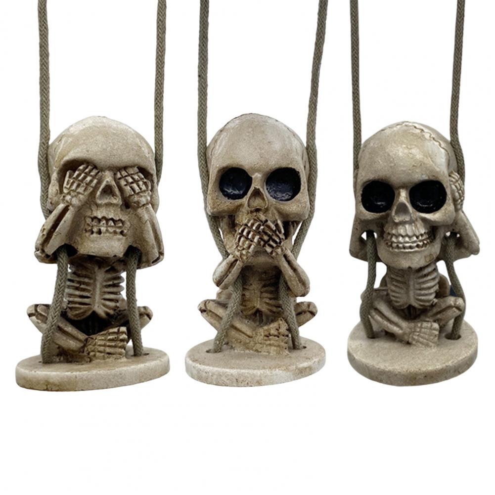 

Шарм для зеркала заднего вида автомобиля Реалистичный расписанный вручную череп Украшения для автомобиля Качающиеся украшения-скелеты для зеркала заднего вида автомобиля