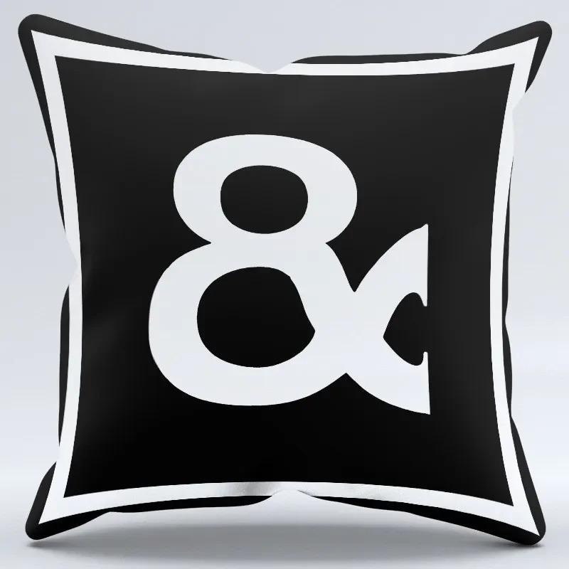 Simple Black and White Letter Print Pattern Home Bedroom Living Room Sofa Car Office Decoration Pillowcase