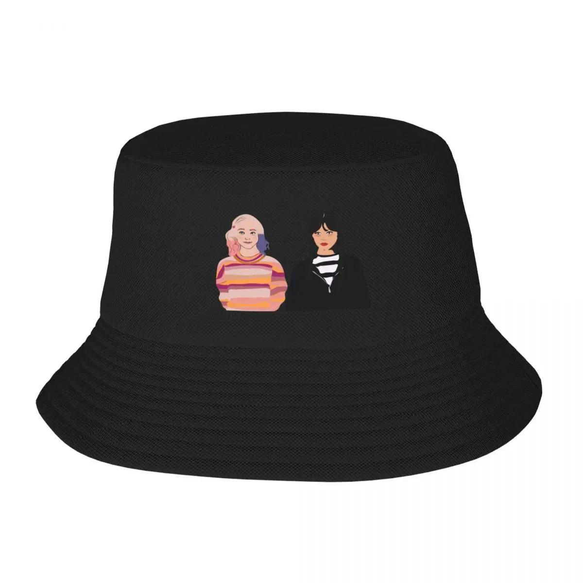 New Wednesday And Enid Bucket Hat Beach Hat Black Fishing Hat Sunhat Women Hats Unisexs