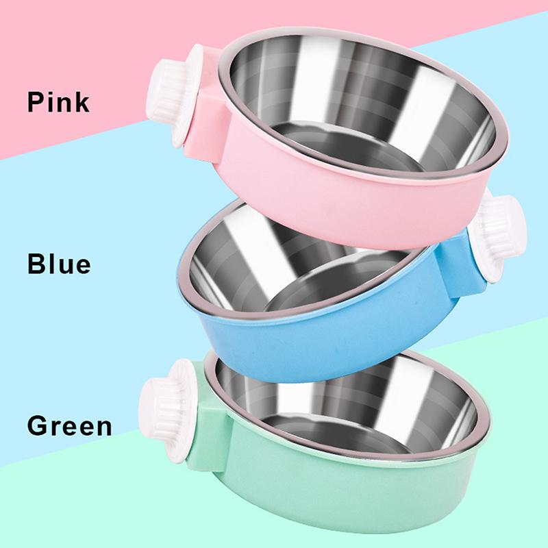 Anti-Tipping Fixed Hanging Dog Bowl Dog Cage Stainless Steel Drinking Bowl Pet Bowl Pet Supplies