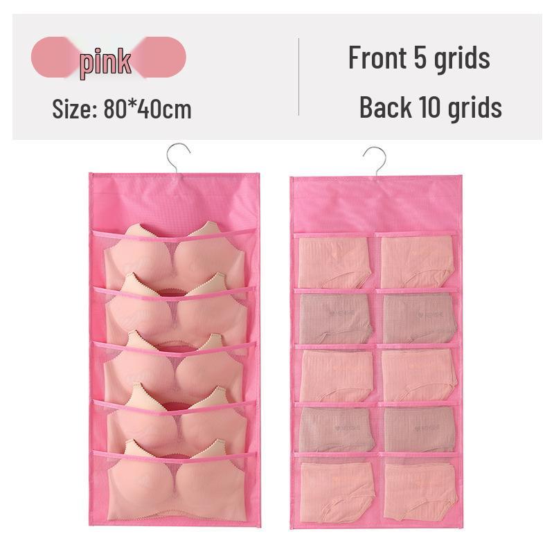 Dual-Sided Hanging Underwear Organizer for Wall or Dorm, Ideal for Bras and Panties.