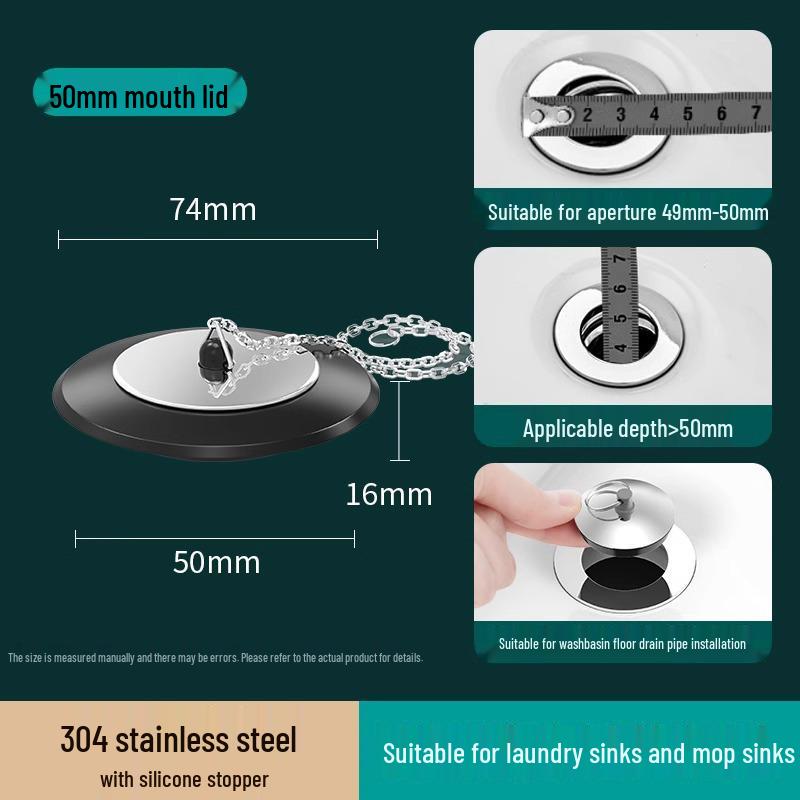

Universal Leakproof Sink & Bathtub Drain Stopper - Plug and Seal for Laundry, Mop Pools, and More