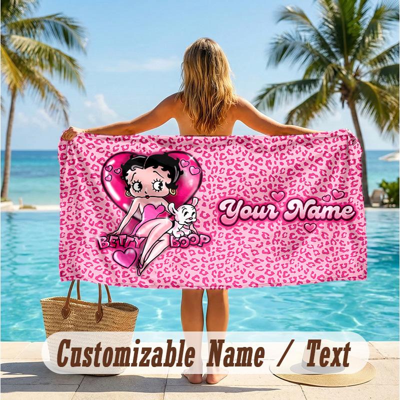 Custom Text Beach Towel, Soft Absorbent Swimming Multi-use TowelBetty Boop