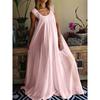 Vestido de Moda de Verano para Mujer Elegante de Cuello Redondo Grande sin Mangas Largo Oversize con Encaje