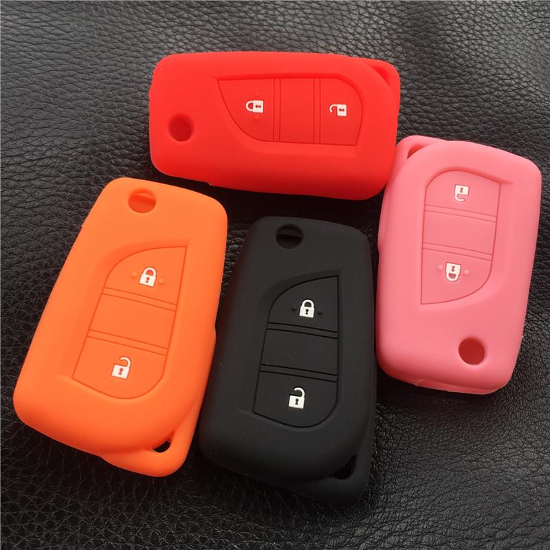 silicone car key cover case set holder bag For Peugeot 108 Remote Flip Folding 3 button key