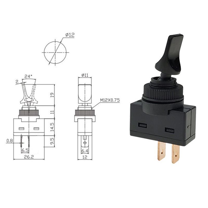 12V Led Toggle Switch 3-Pin 10A 3-Pin Asw-14D Short Handle With Led Lights Waterproof