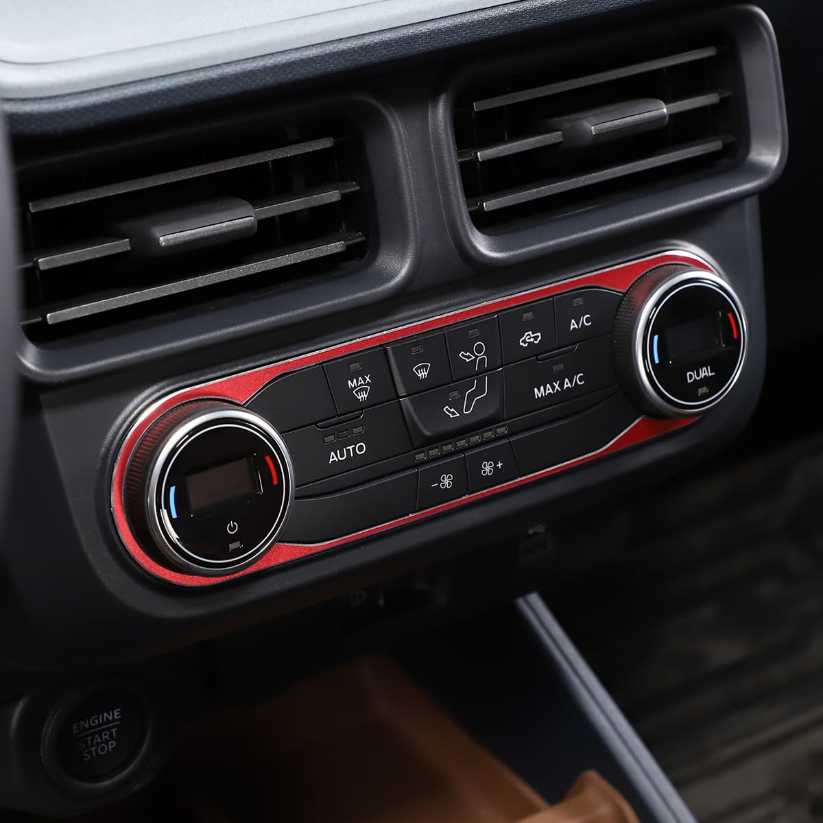 TOYCIDFG Center Console Air Conditioner Button Frame Aluminum Alloy Cover Trim Compatible with Ford Maverick 2022 2023 2024, Car Interior Decoration красный