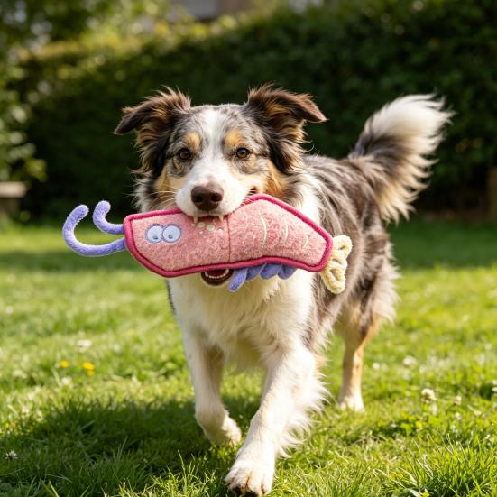 Marine Animal Dog Toy Plush Squeaky Dog Chew Toy Sea Shrimp Seal Seahorse Teething Toy for Dogs Interactive Tug-of-War Relieves Boredom Cleans Teeth