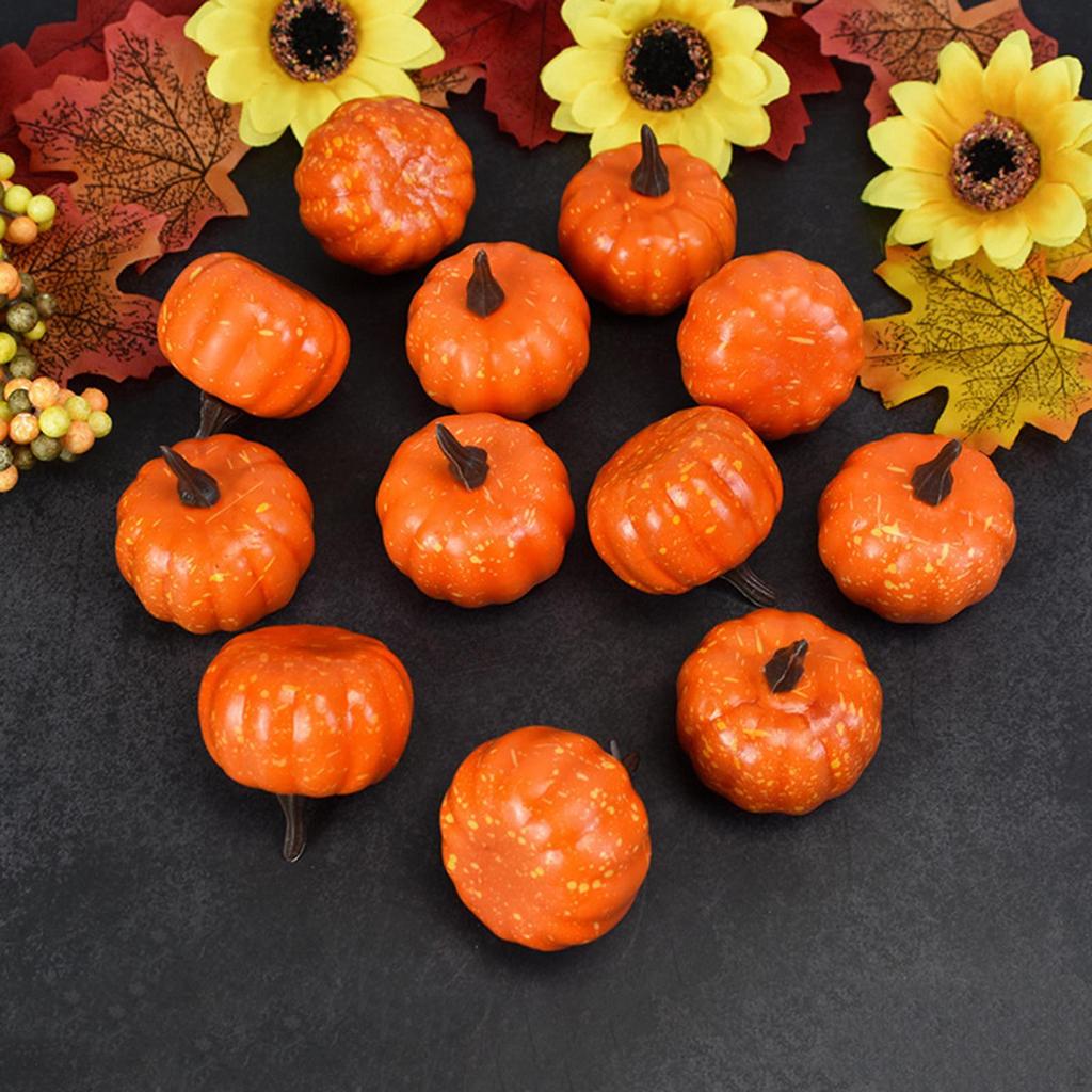12 Assorted Foam Pumpkins for Halloween and Fall Decor