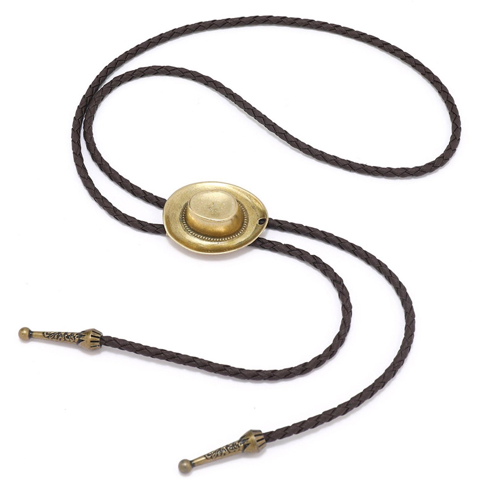 

Винтажный металлический 3D галстук-боло в виде ковбойской шляпы, западный панк, плетеный шнурок из искусственной кожи, ювелирное изделие, цепочка для рубашки, ожерелье для мужчин B