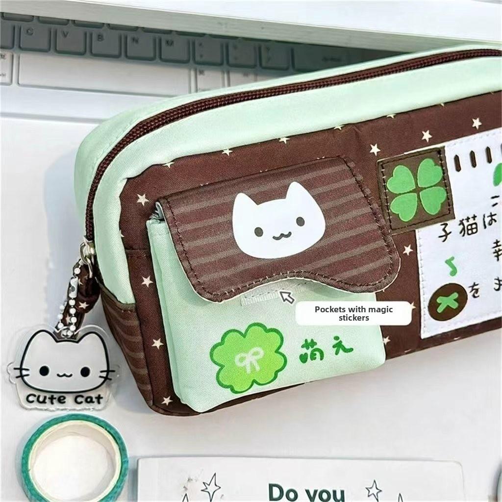 Cute Cat Pencil Case With Large Capacity For Students And Office Supplies