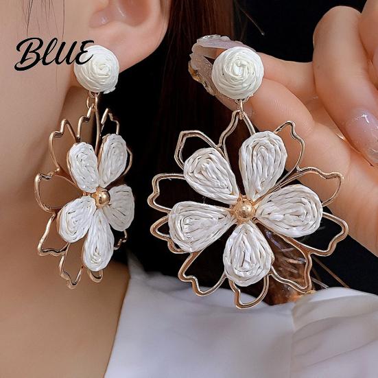 Long Earrings 1 Pair Women Drop Flower-Shaped Sweet Stud Delicate