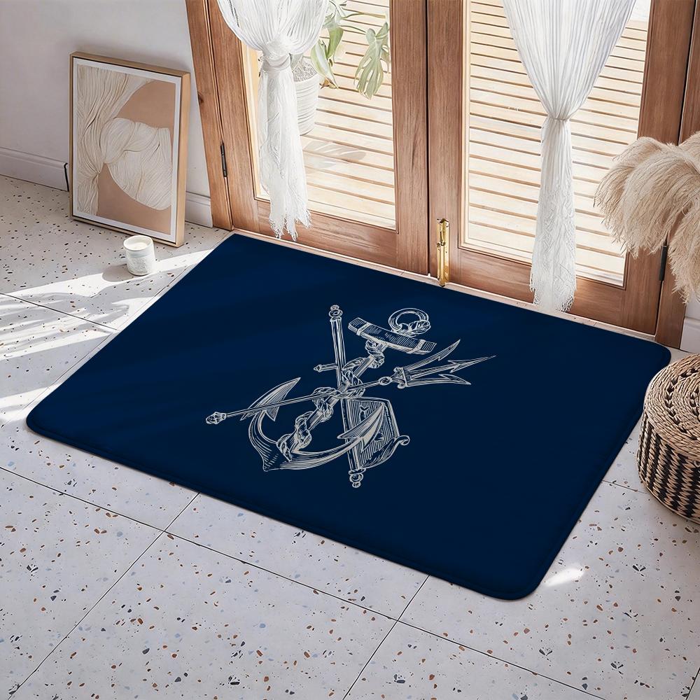 Style S Nautical Floor Mat Eco Flannel Doormat Non Slip Odorless Indoor Floor Rug Soft Short Plush Home Mat