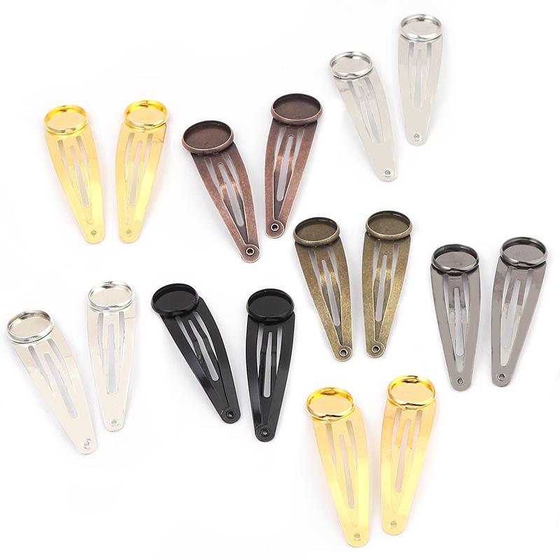 10pcs Iron Plated Hairpin 12/14/16/18/20mm Classic Metal Hair Clips Hairpin Base Setting Cabochon Cameo For DIY Hair Accessories
