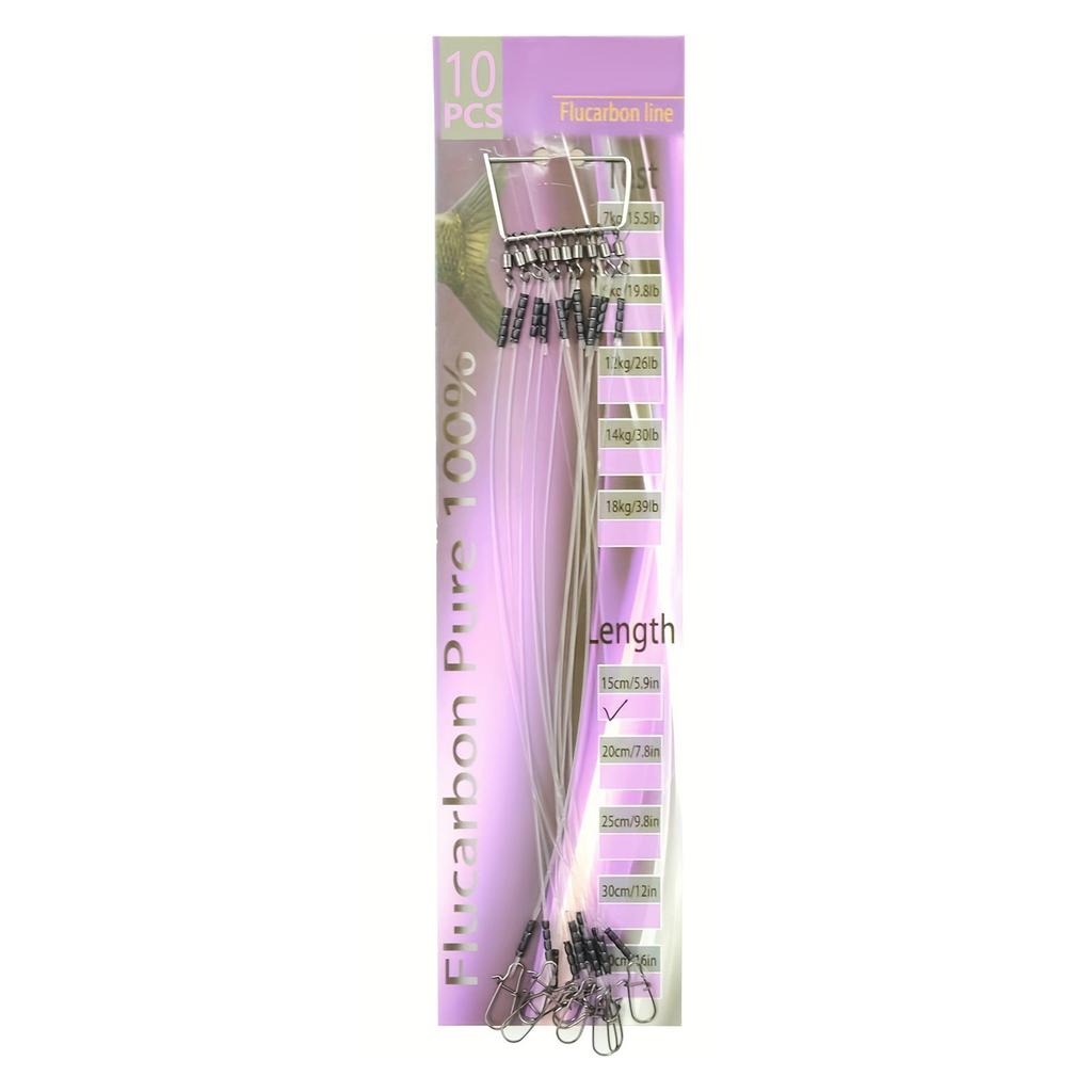 Fishing Leader Line with Swivel and Snap Fluorocarbon Leaders Set for Freshwater Saltwater Fluorocarbon Fishing Leader