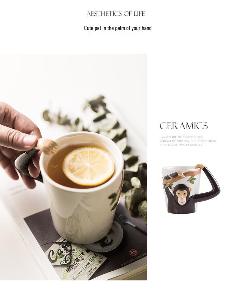 Children's Animal Cartoon Ceramic Mug - Cute Pet Design for Coffee, Milk, or Water