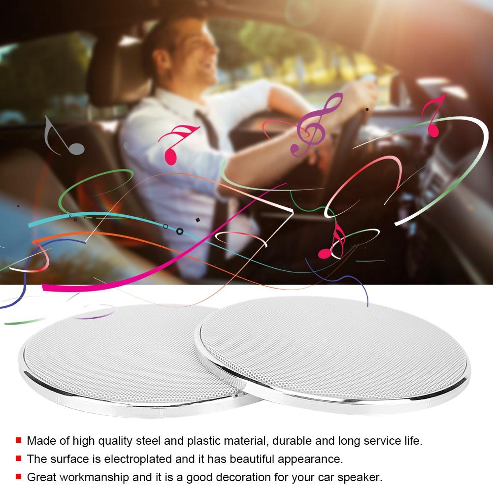5in Plastic Frame White Mesh Car Audio Speaker Grill Guard Protector Cover(2pcs)