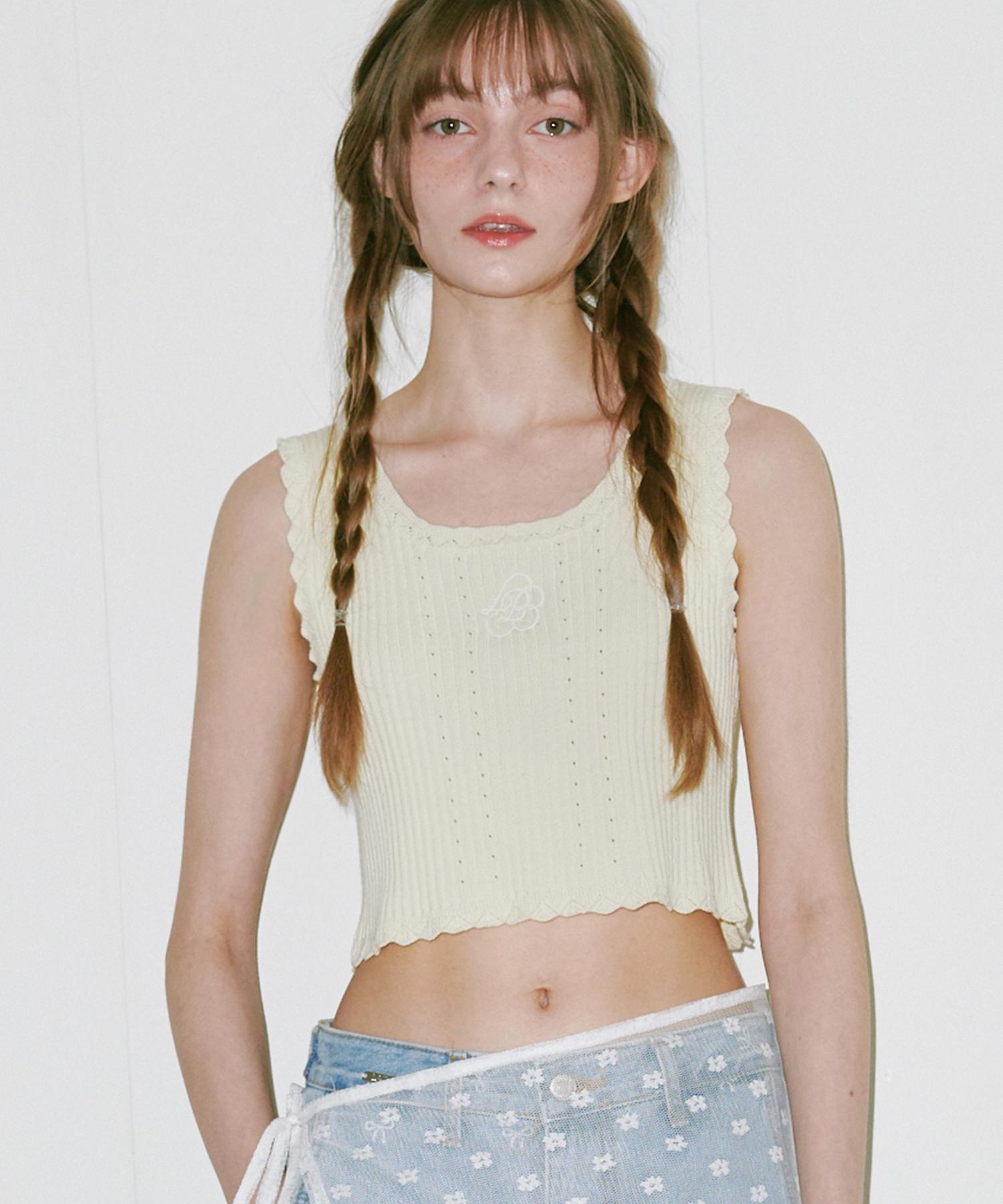 Belloel Eyelet Logo Sleeveless Lemon Free