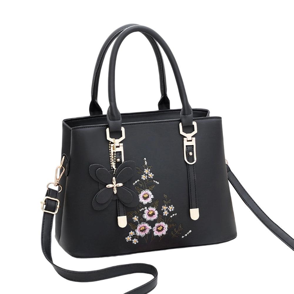 Fashion PU Leather Shoulder Bags Solid Color Large Capacity Ladies Handbags with Pendant Female Messenger Bag