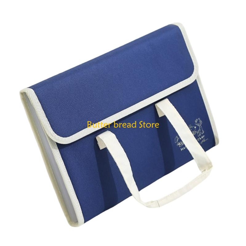 W89C Document Organizers Canvas Torage Bag with Labels File Folder Paper Storage Bag Organ Folder for Student Teacher