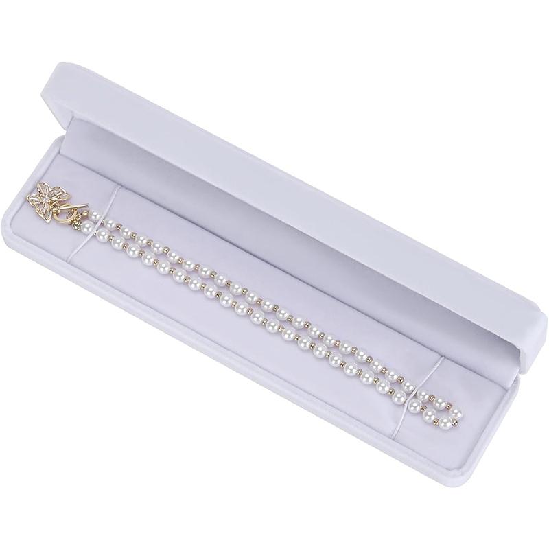 WTEMPO Velvet Jewelry Chain Necklace Long Gift Box Bracelet Storage Case Jewellry Display Box for Wedding Engagement Proposal Birthday and Anniversary