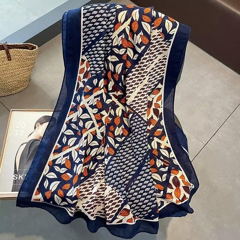 New Autumn Winter Women Long Scarf Linen Printing Warm Y2K Big Shawl For Female Europe America Popular Turba Neckerchief Hijab