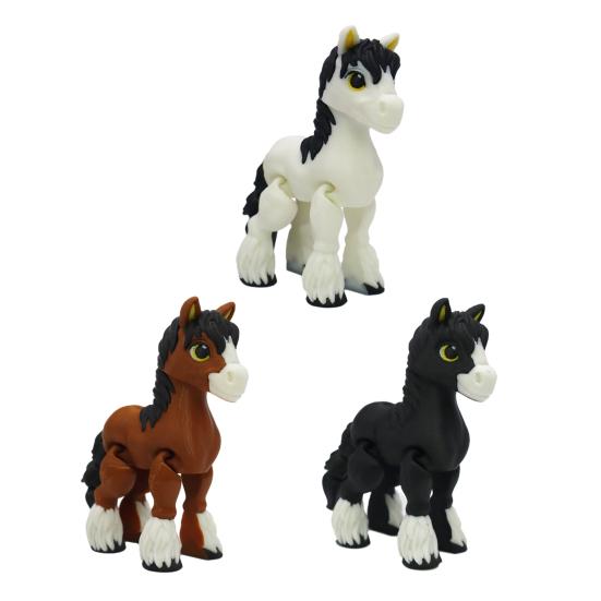 3D Printed Horse Figurine Movable Joints Pony Statue Stress Relief Fidget Toy Educational Animal Model Desktop Decoration Ornament
