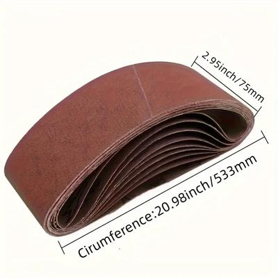 533*75mm 10PCS/Set Sanding Belts 60-240 Grits Wood Soft Metal Polishing Sandpaper Abrasive Bands For Belt Sander Abrasive Tool
