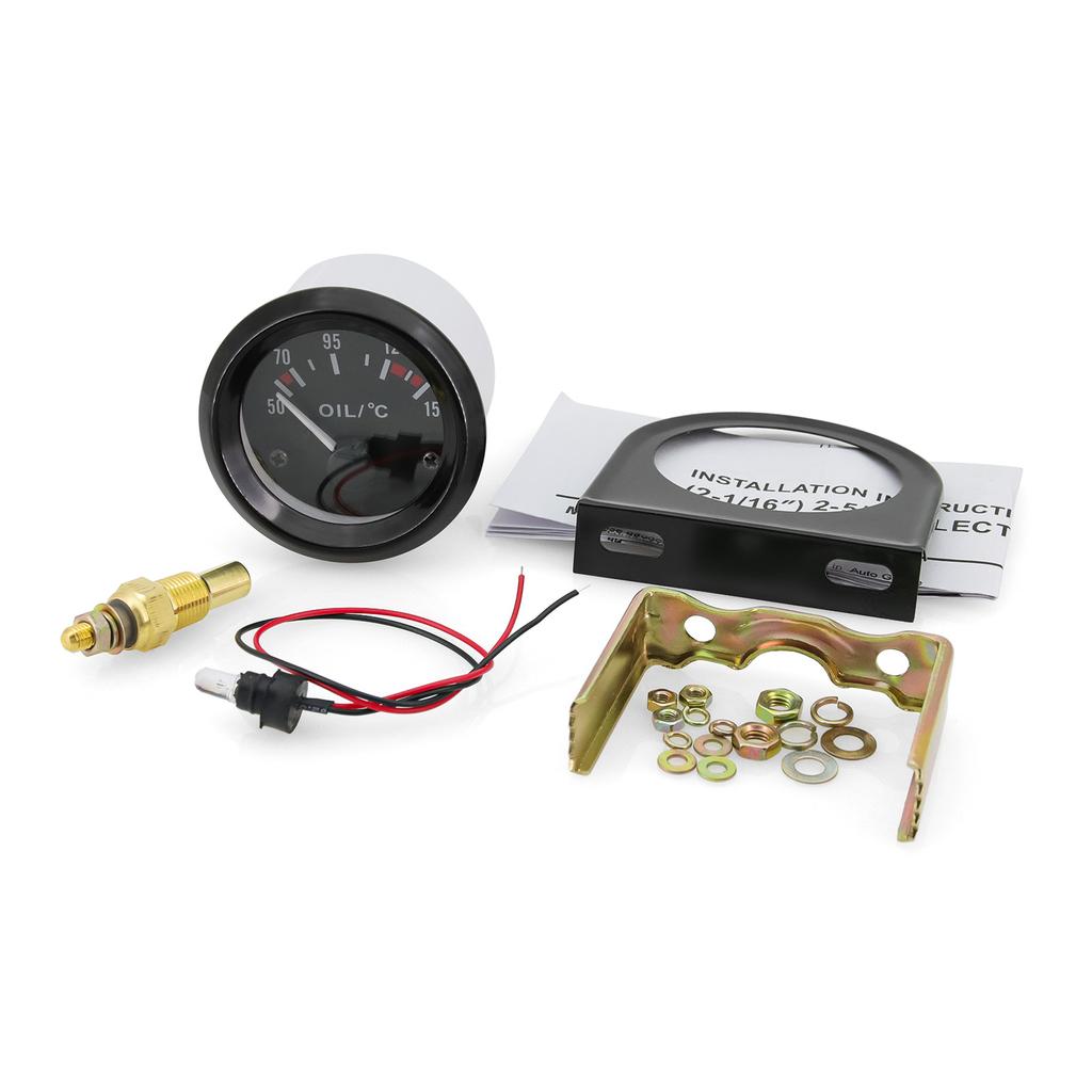 2" 52MM Black Water Temp/Oil Temp/Oil Press psi/Volt/Fuel Level Gauge Car Meter With Bracket Pod Holder For Gasoline Car 12V