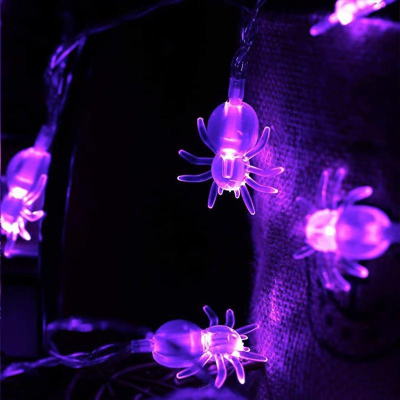 Halloween Party LED Purple Spider String Lights - Outdoor Decorative Atmosphere Lights