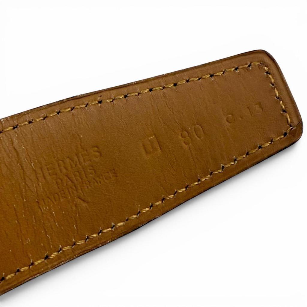 Very Good HERMES belt Polosus Dark brown Crocodile mens Used