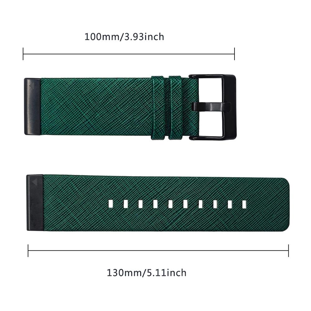 For Garmin Fenix 7 Pro/7/6/5 Leather Wrist Band Adjustable Watch Strap with Metal Pin Buckle