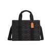 Bolsa Tote Smith 34 em Lona com Monograma e Couro Liso Unissex Bolsas Tote Prata Preto CP105-SVBK