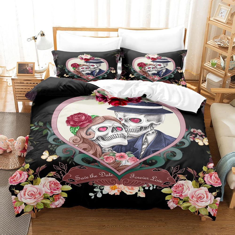 

2/3 Piece Skull Print Duvet Cover Pillowcase, 3D Printed Home Comfortable Bedding Set for Boys and Teens comforter sets 135x200cm